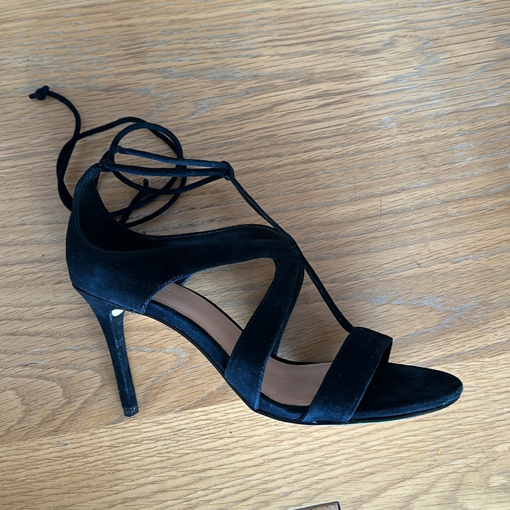 Halston Black suede heels
